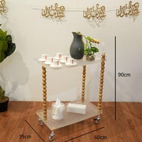 عربة ترولى اكريلك X خشب بيد لتقديم الحلوى و المشرو...