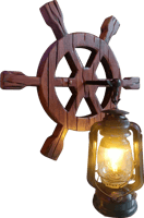 إضاءة حائط خشبي بتصميم بحري مفرد لون بني