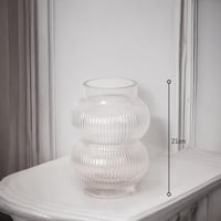 فازة زجاج بتصميم دائري مضلع لون شفاف مقاس 21 سم