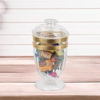 علبة اكريلك لتقديم الحلوي لون شفاف وذهبي مقاس 10x2...