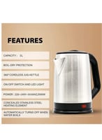 غلاية كهربائية سعة 3 لتر من ريفورا لون اسود و فضي...