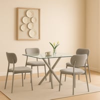 طاولة طعام بسطح زجاجي بتصميم عصري مع 4 كراسي مبطنه...