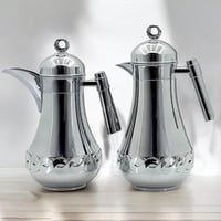 طقم ترامس لحفظ الشاي و القهوة بتصميم مميز لون فضي