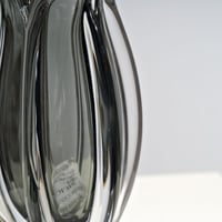 فازة ديكور زجاجية شفافة بتصميم فني مموج