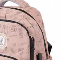 شنطة ظهر مدرسية بتصميم مبهج لون بيج