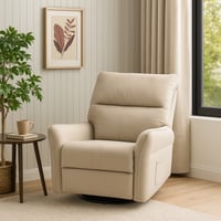 كرسي استرخاء بتصميم عصري أنيق مع جيب جانب لون بيج