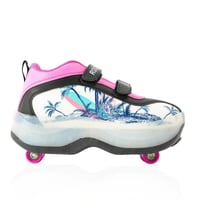 حذاء تزلج جلد بعجلات للاطفال بتصميم مميز لون اسود...