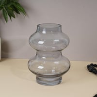 فازة زجاج بتصميم اسطواني مميز لون اسود شفاف مقاس 1...