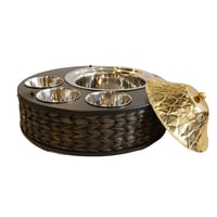 طقم سخان طعام مع 3 زبديات غراس لون اسود مقاس 12x42...