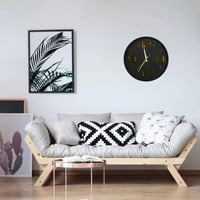 ساعة حائط بتصميم مودرن بأرقام ذهبية باللون الأسودم...