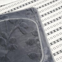 طقم دعاسة حمام بتصميم زهور باللون الرمادي - 3 حبة