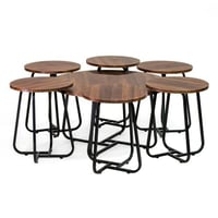 طقم طاولات كنب 1+6 بتصميم مميز لون بني محروق