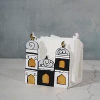 حامل مناديل ريزن بتصميم تراثي باللون الاسود والابي...