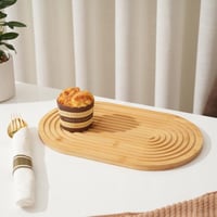 لوح تقديم خشبي من البامبو للحلويات والمخبوزات