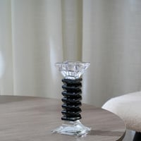 شمعدان زجاج بتصميم عصري باللون الاسود مقاس 20 سم