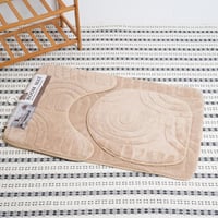 طقم دعاسة حمام بتصميم مميز باللون البيج - 3 حبة