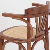 كرسي خشب مع مقعد من الخيزران باللون البني مقاس 44x...