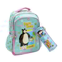 شنطة مدرسية ظهر شكل سارة والدب مع مقلمة لون ازرق و...