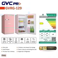 ثلاجة كلاسك جي في سي برو سعة 86 لتر لون وردي - GVR...