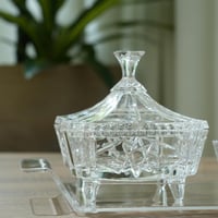 طقم تمرية اكريلك بغطاء بتصميم عصري لون شفاف مقاس 4...