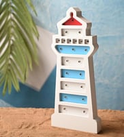 تحفة مضيئة بتصميم منارة لون أبيض وأزرق مقاس 30 سم