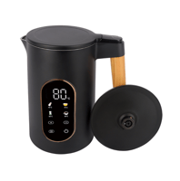 غلاية ماء ريبون الكهربائية - ستيل أسود ومقبض خشبي