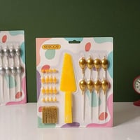 شموع كيك العيد ميلاد مع سكين باللون الذهبي