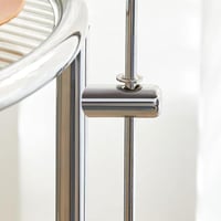 عربة خدمة ترولي دائرية قابلة للطي باللون الفضي مقا...