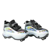 حذاء تزلج جلد بعجلات للاطفال بتصميم مميز لون اسود...