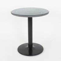 طقم جلسة خارجية معدن 2 كرسي مع طاولة باللون الرماد...