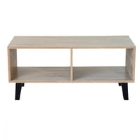 طاولة قهوة خشب ماليزي باللون الخشبي 2 أرفف تخزين