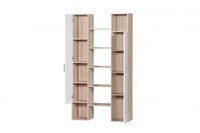 خزانة كتب مودرن بأبواب بيضاء وأرفف ديكور–بني فاتح...