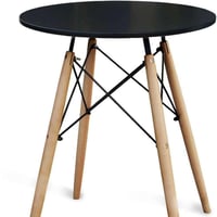 طاولة طعام خشب بتصميم عصري لون بيج واسود - 2 كرسي