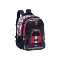 شنطة ظهر مدرسية مع مقلمة بتصميم سيارة لون اسود واح...