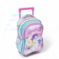 شنطة مدرسية ترولي مع مقلمة بتصميم كرتوني لون وردي...