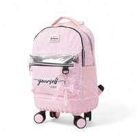 شنطة مدرسية ترولي مع مقلمة بوز بتصميم مميز لون ورد...