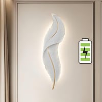 اضاءة جداريه مفرد بتصميم ريشة بلون انارة اصفر لون...