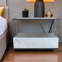 كومدينه سرير مع رف تخزين بلون أسود رخامي – 45×61×4...