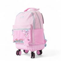 شنطة مدرسية ترولي بوز مع مقلمية بلون وردي ناعم مع...