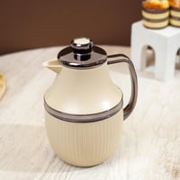 ترمس بتصميم مضلع باللون البيج والاسود - 1 لتر