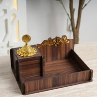 صندوق بخور خشبي مع مبخرة ذهبية