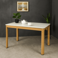 طاولة طعام خشب لون أبيض و خشبي مقاس 80x130x75 سم