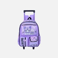 شنطة ترولي مدرسية مع مقلمة بتصميم كرتوني لون بنفسج...
