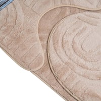 طقم دعاسة حمام بتصميم مميز باللون البيج - 3 حبة
