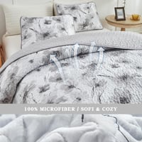 مفرش سرير مايكروفايبر لون رمادي فاتح - 3 قطع