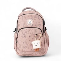 شنطة ظهر مدرسية بتصميم مبهج لون بيج