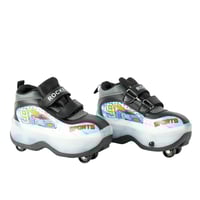 حذاء تزلج جلد بعجلات للاطفال بتصميم مميز لون اسود...