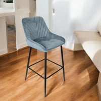 كرسي مفرد مخمل باللون أزرق فاتح بأرجل معدن مقاس 44...