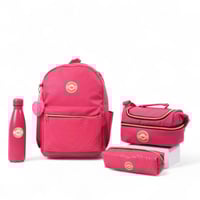 مجموعة شنطة ظهر مدرسية تولي 4 في 1 بتصميم قلب لون...