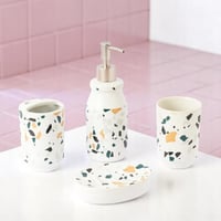 طقم اكسسوارات الحمام سيراميك بتصميم عصري لون ابيض...